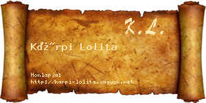 Kárpi Lolita névjegykártya